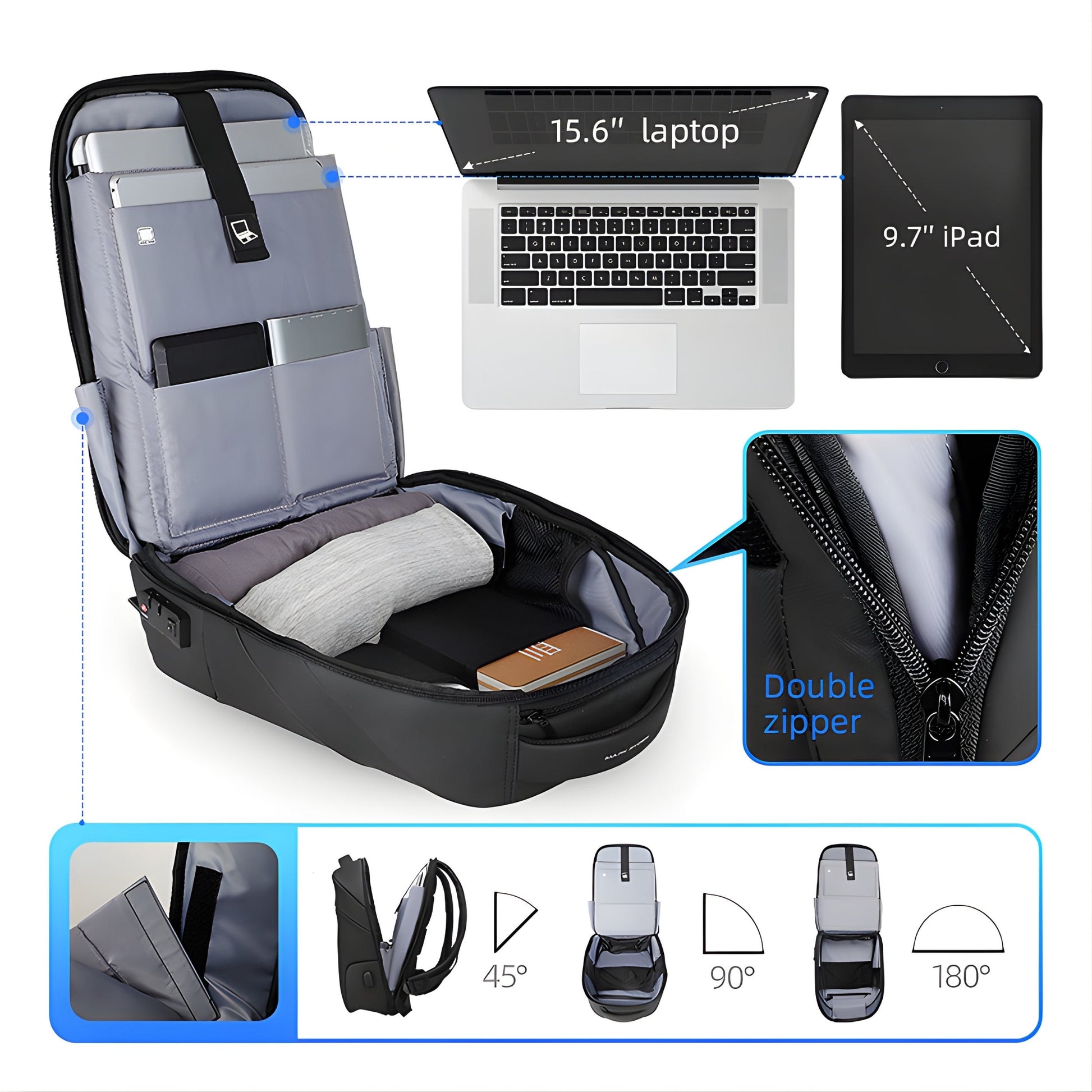 Backper Lateral Anti-Theft Oxford Backpack — back panel