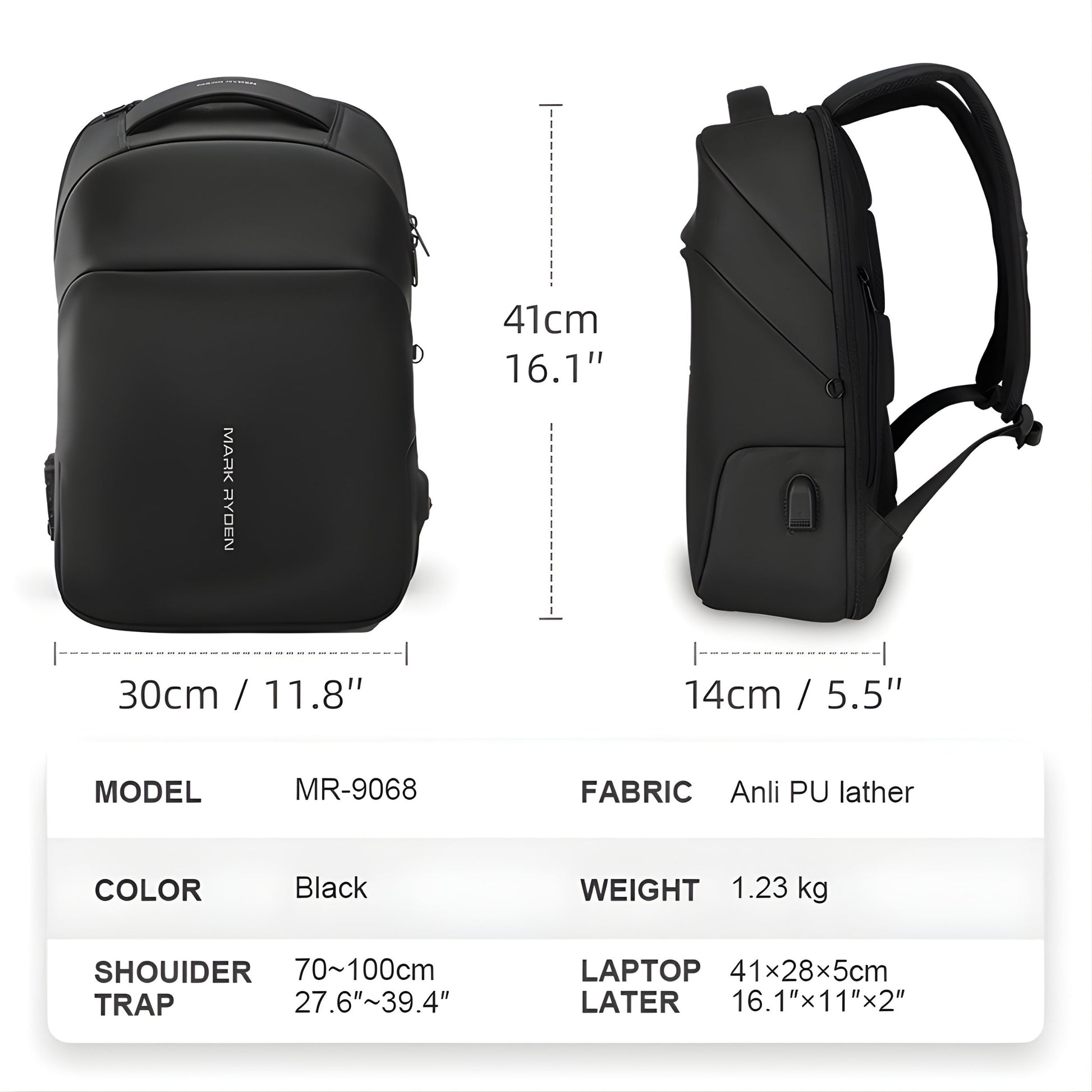 Backper Lateral Anti-Theft Oxford Backpack — interior compartment