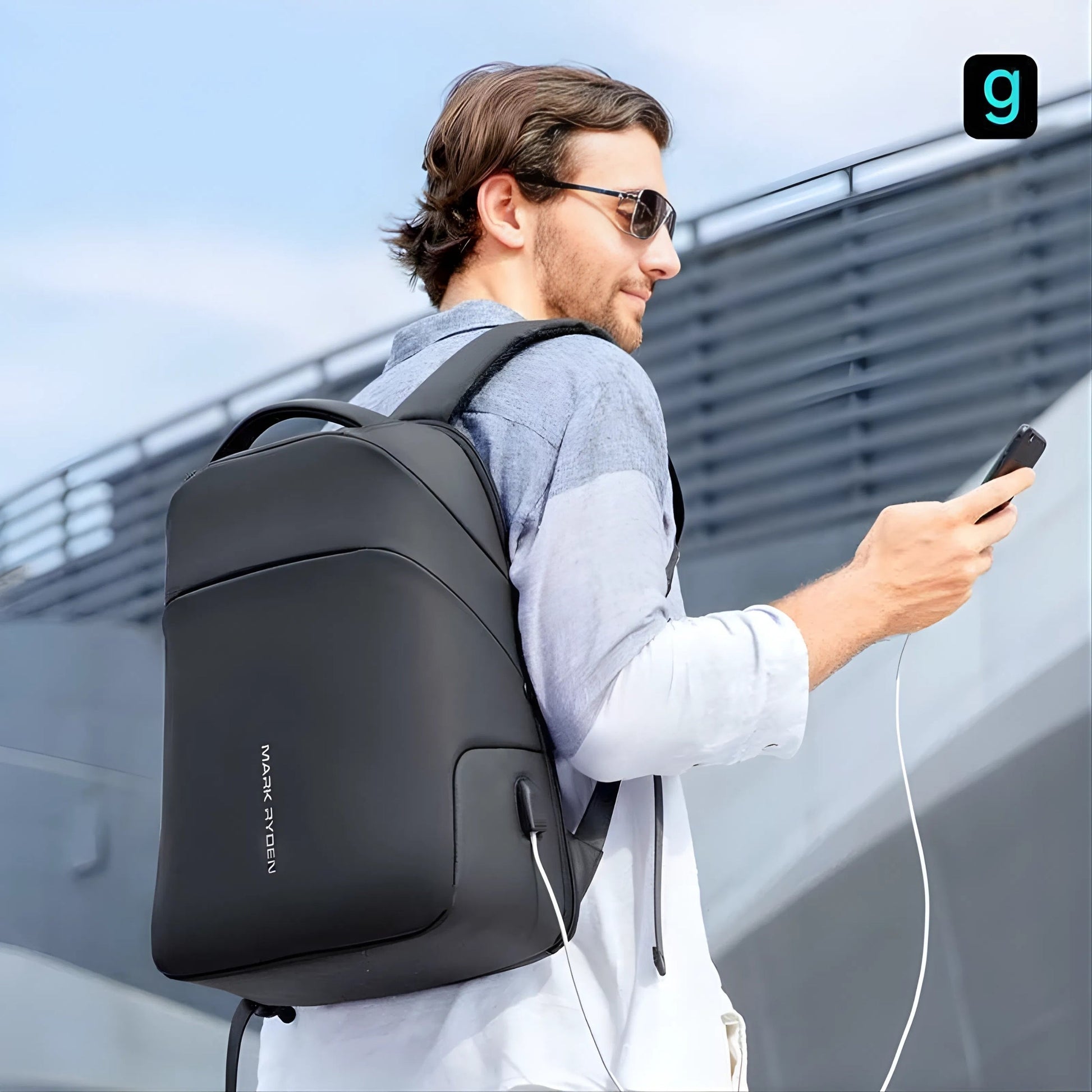 Backper Lateral Anti-Theft Oxford Backpack — lifestyle shot