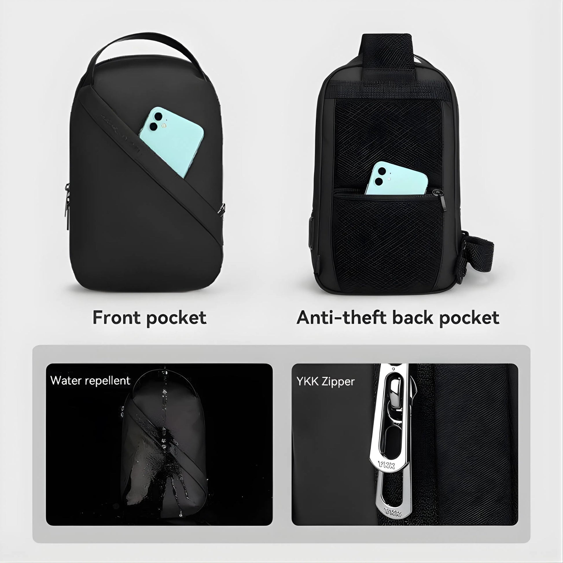 Backper Centaurus Waterproof Oxford Sling Bag — packed view