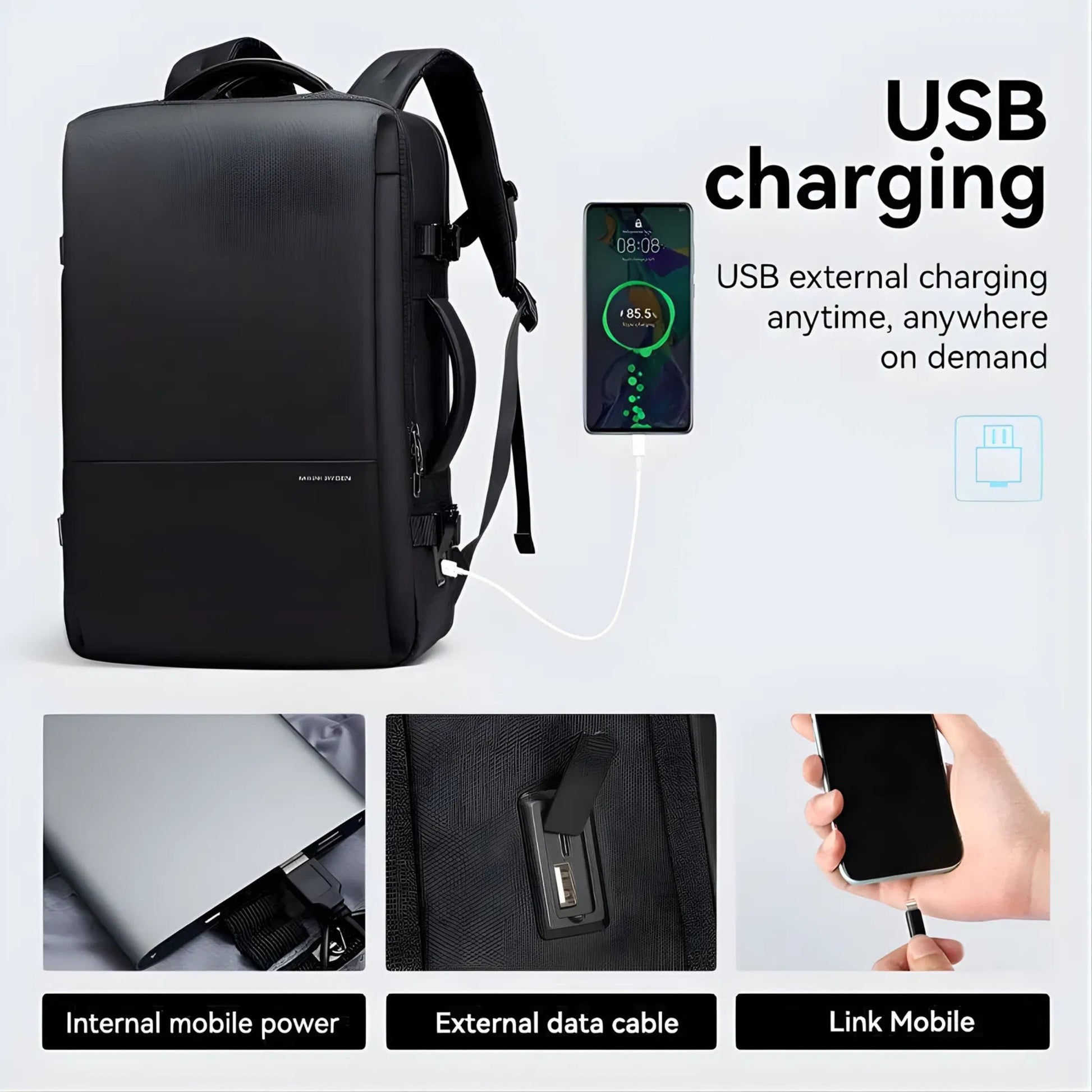 Backper Polar Anti-Theft Oxford Backpack — top view