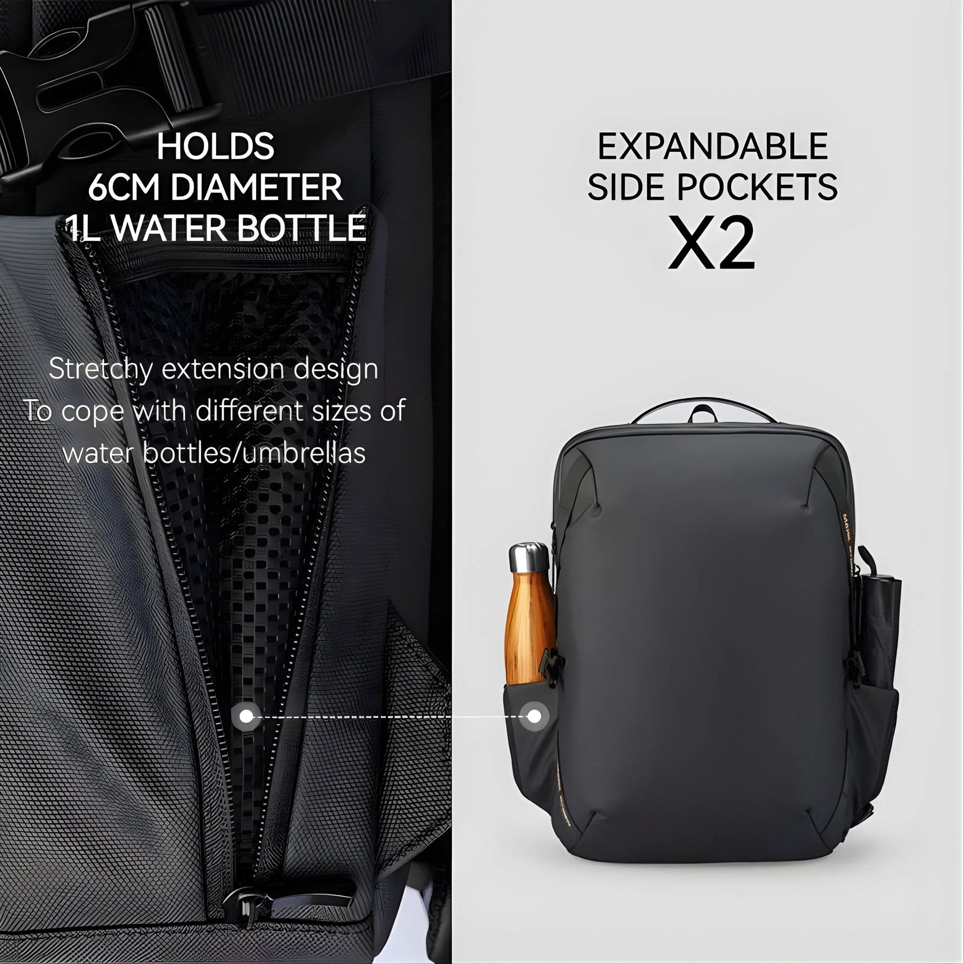 Backper Microscopium Anti-Theft Oxford Backpack — packed view