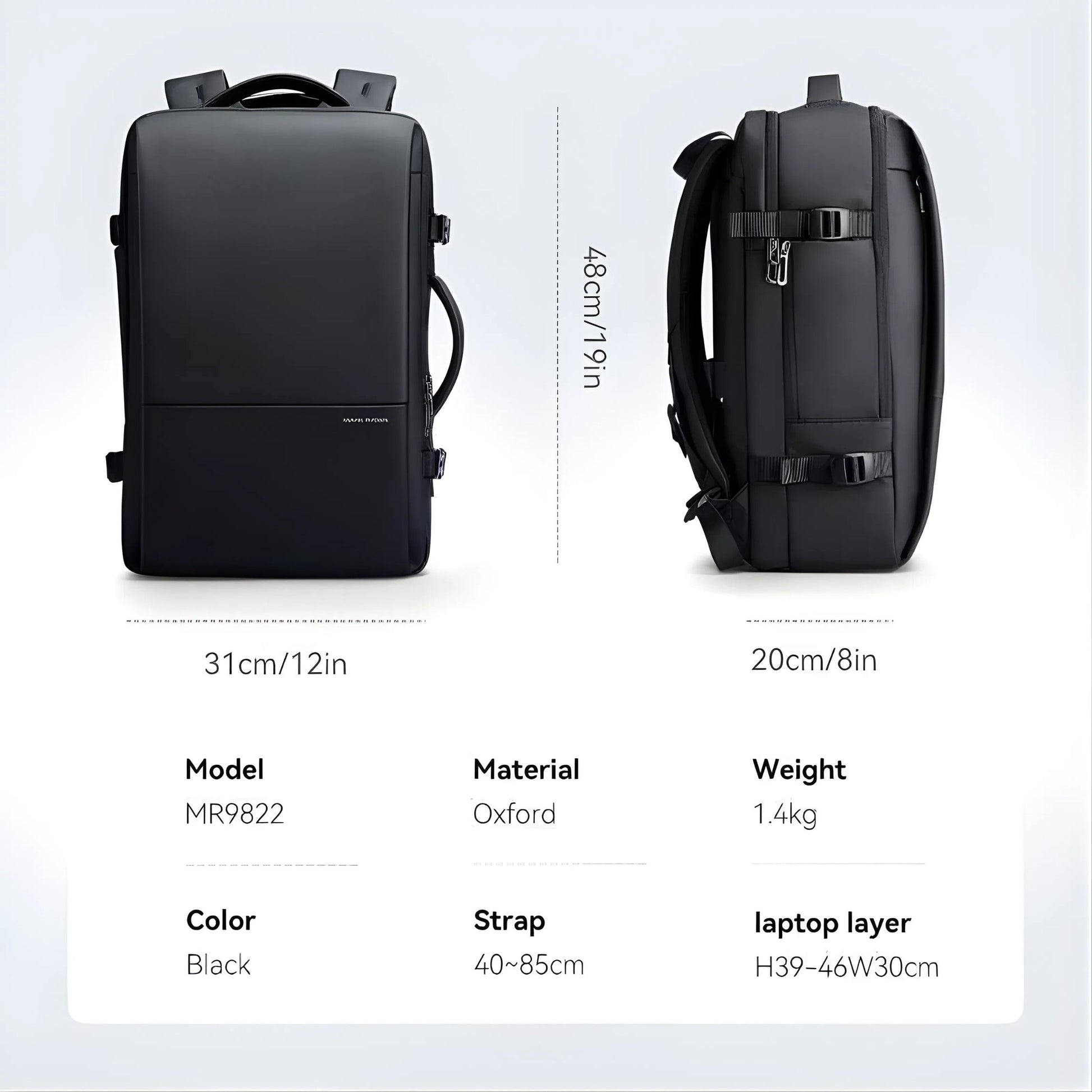 Backper Polar Anti-Theft Oxford Backpack — zipper detail