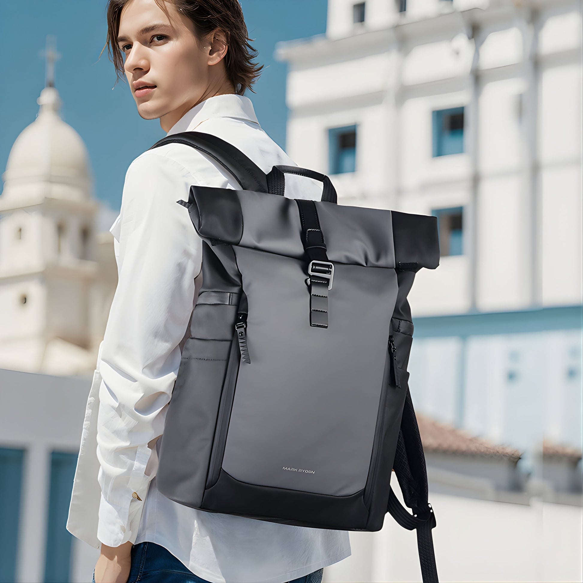 Backper Sculptor Anti-Theft Oxford Backpack — in use