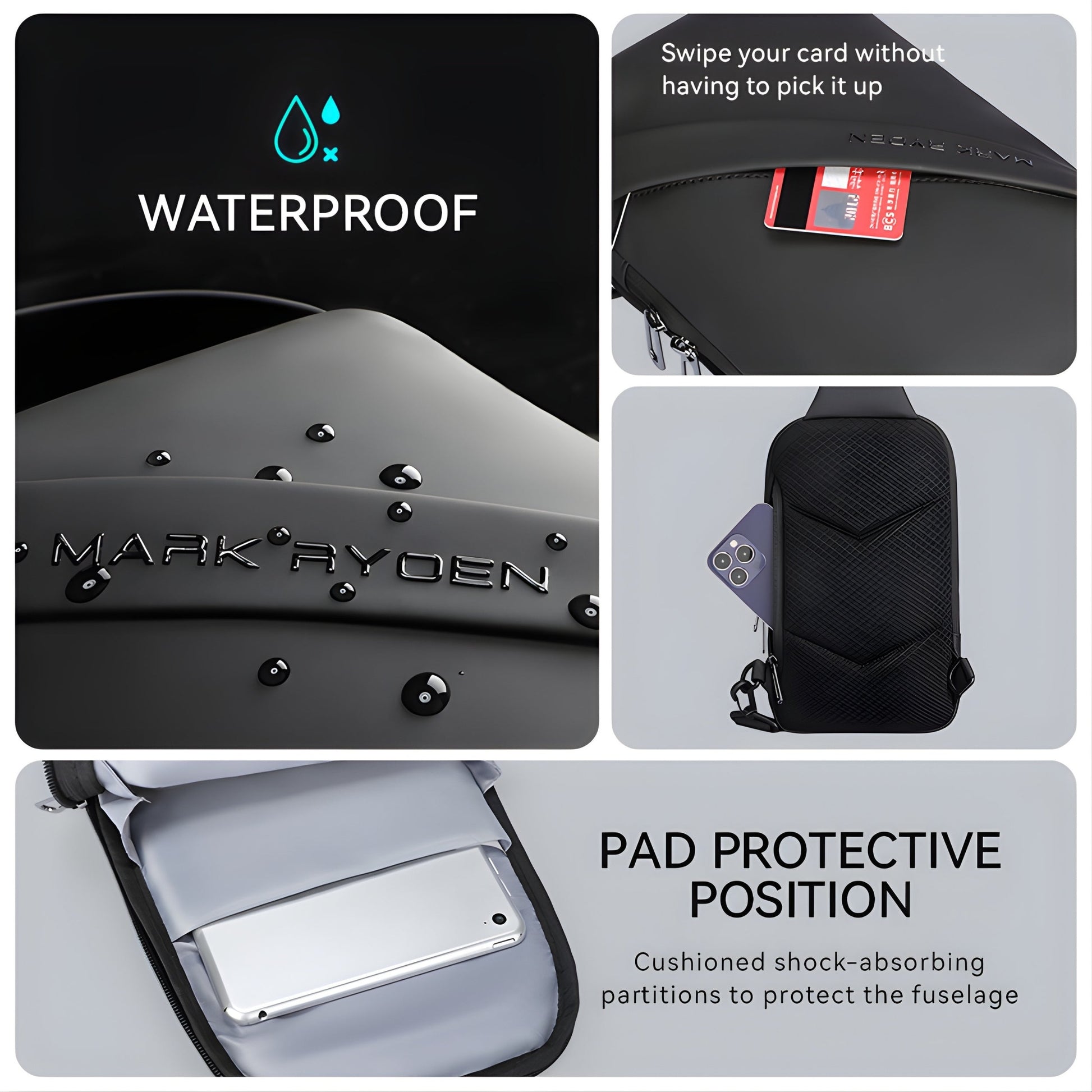 Backper Centaurus Waterproof Oxford Sling Bag — pocket layout