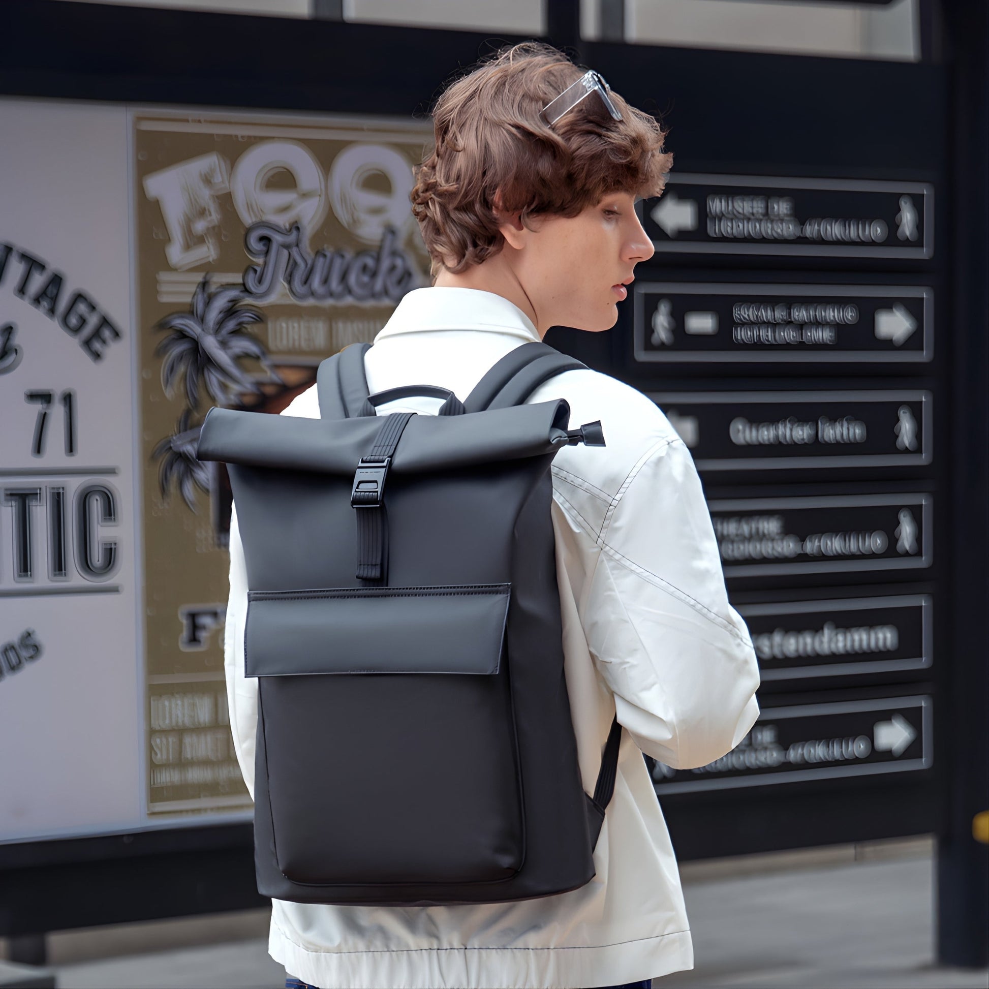 Backper Meridian Anti-Theft Oxford Backpack — side detail