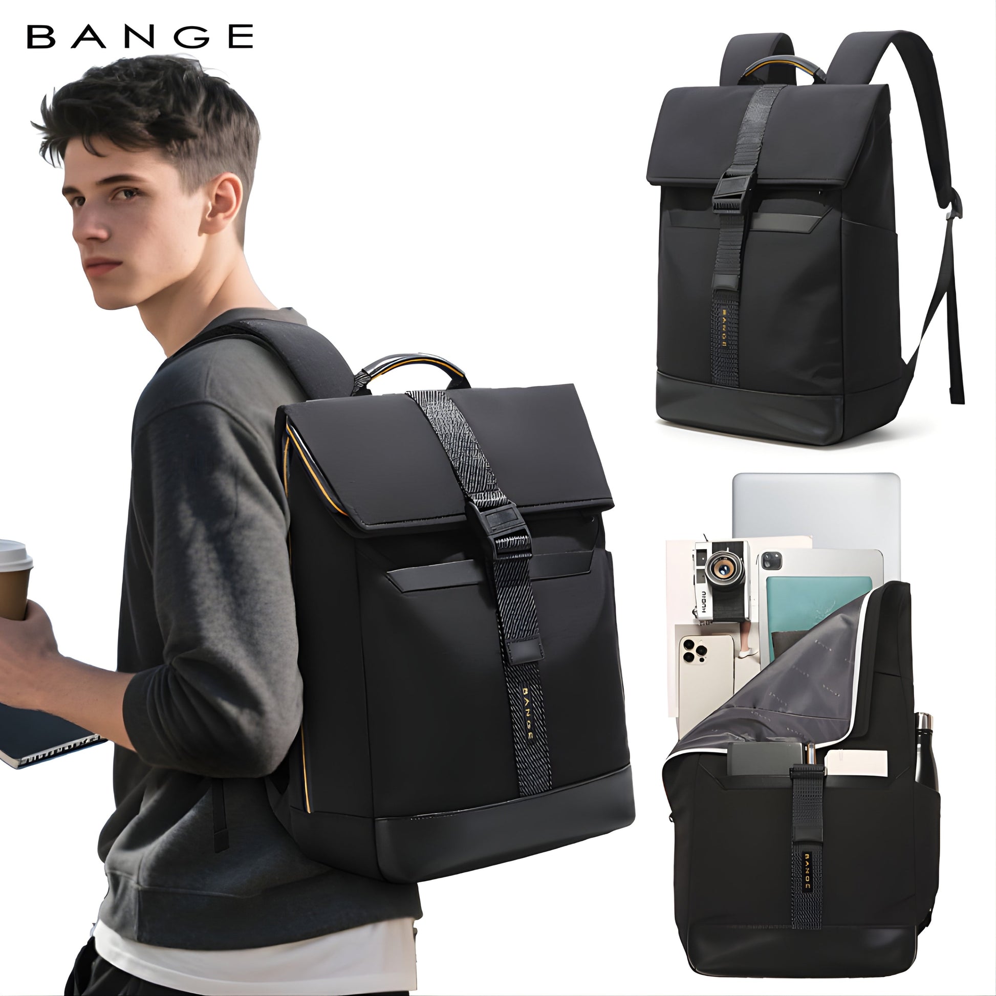 Backper Leo Roll-Top Polyester Backpack — back panel