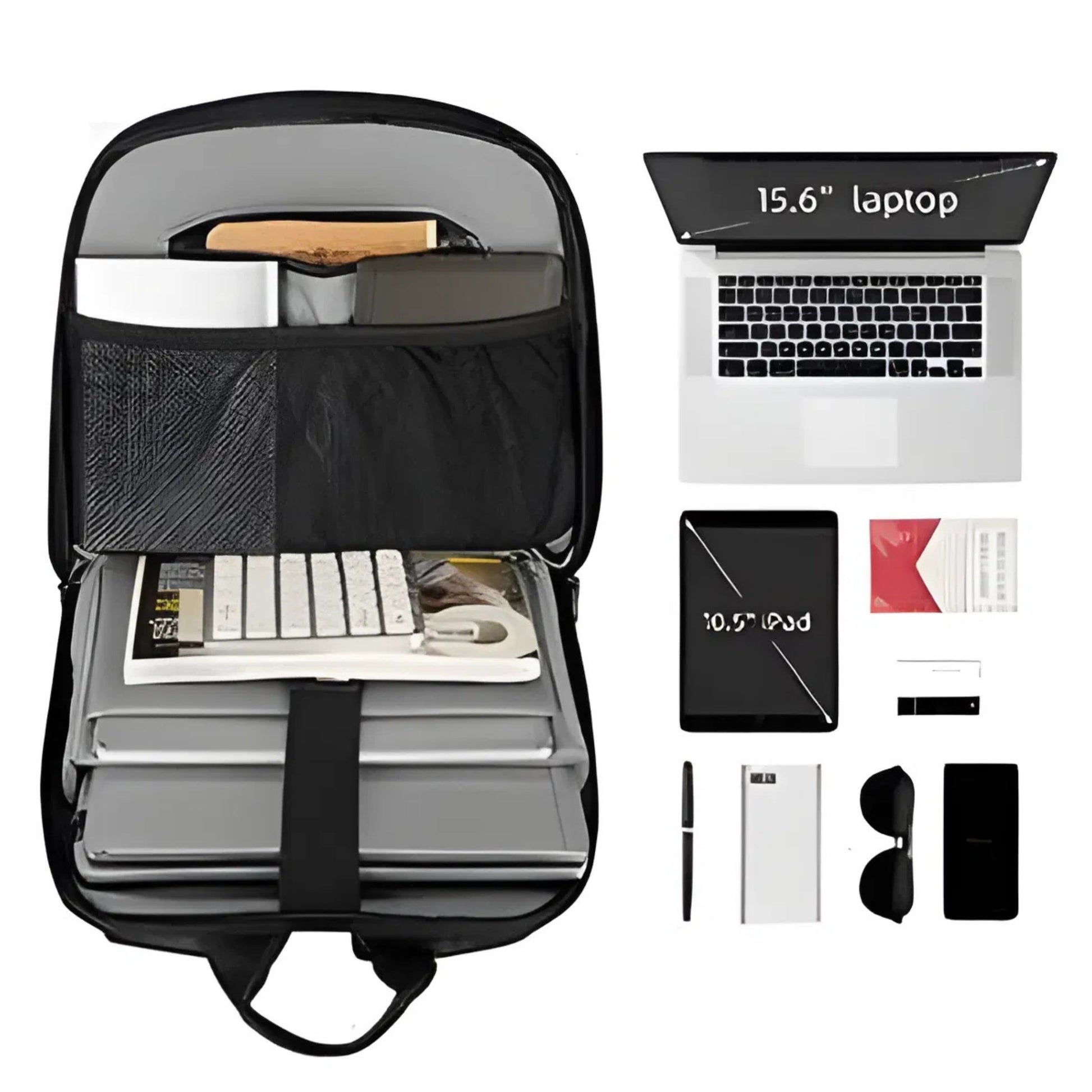 Backper Indus Anti-Theft Oxford Backpack — pocket layout
