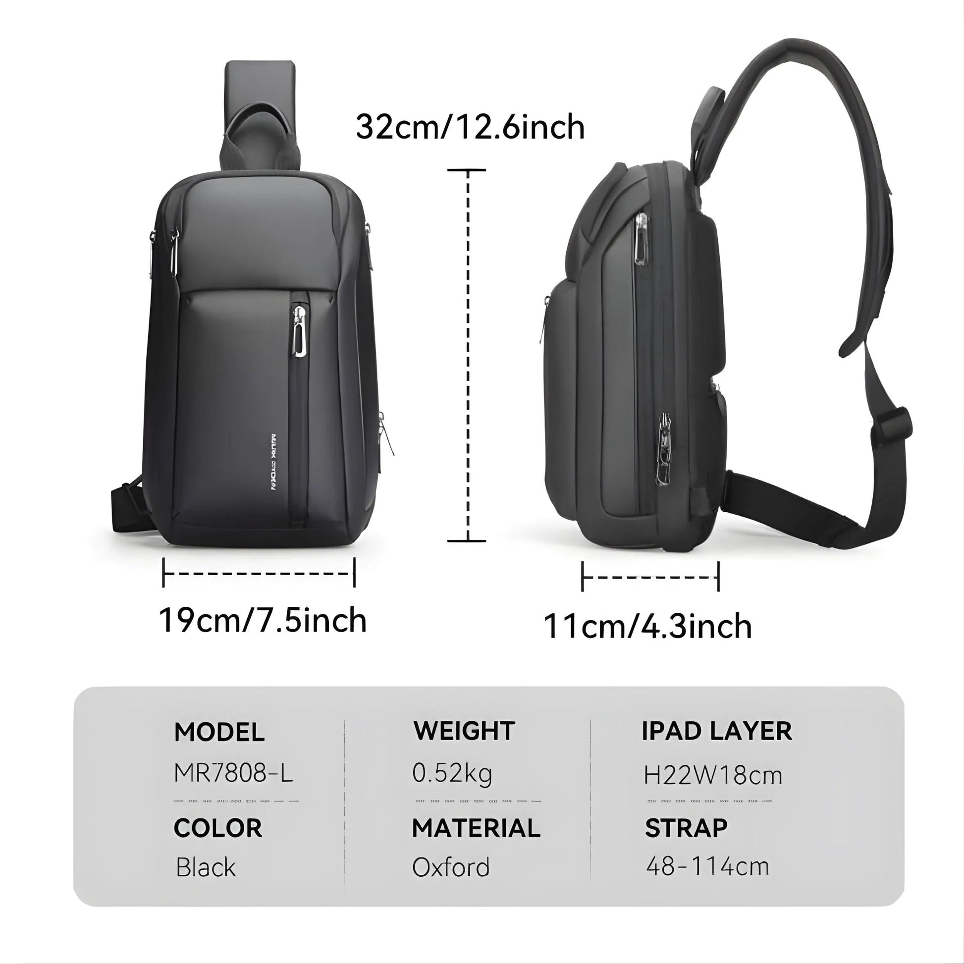 Backper Cassiopeia Waterproof Oxford Chest Bag — angled view