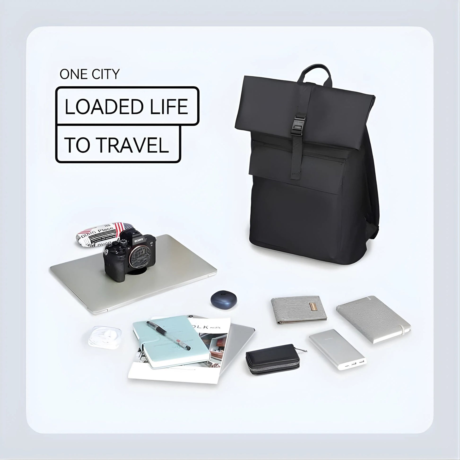 Backper Meridian Anti-Theft Oxford Backpack — packed view