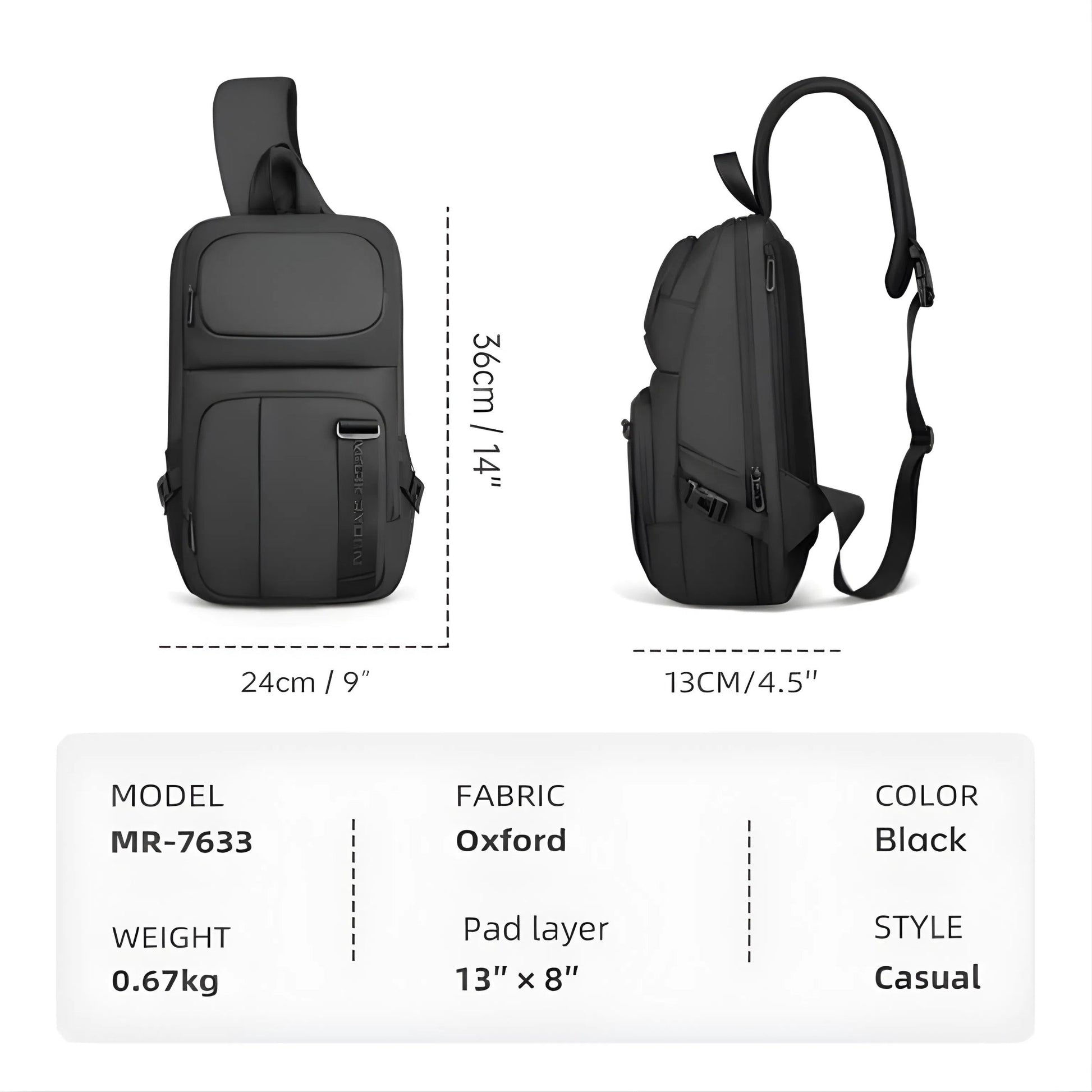 Backper Triton Waterproof Oxford Chest Bag — back panel