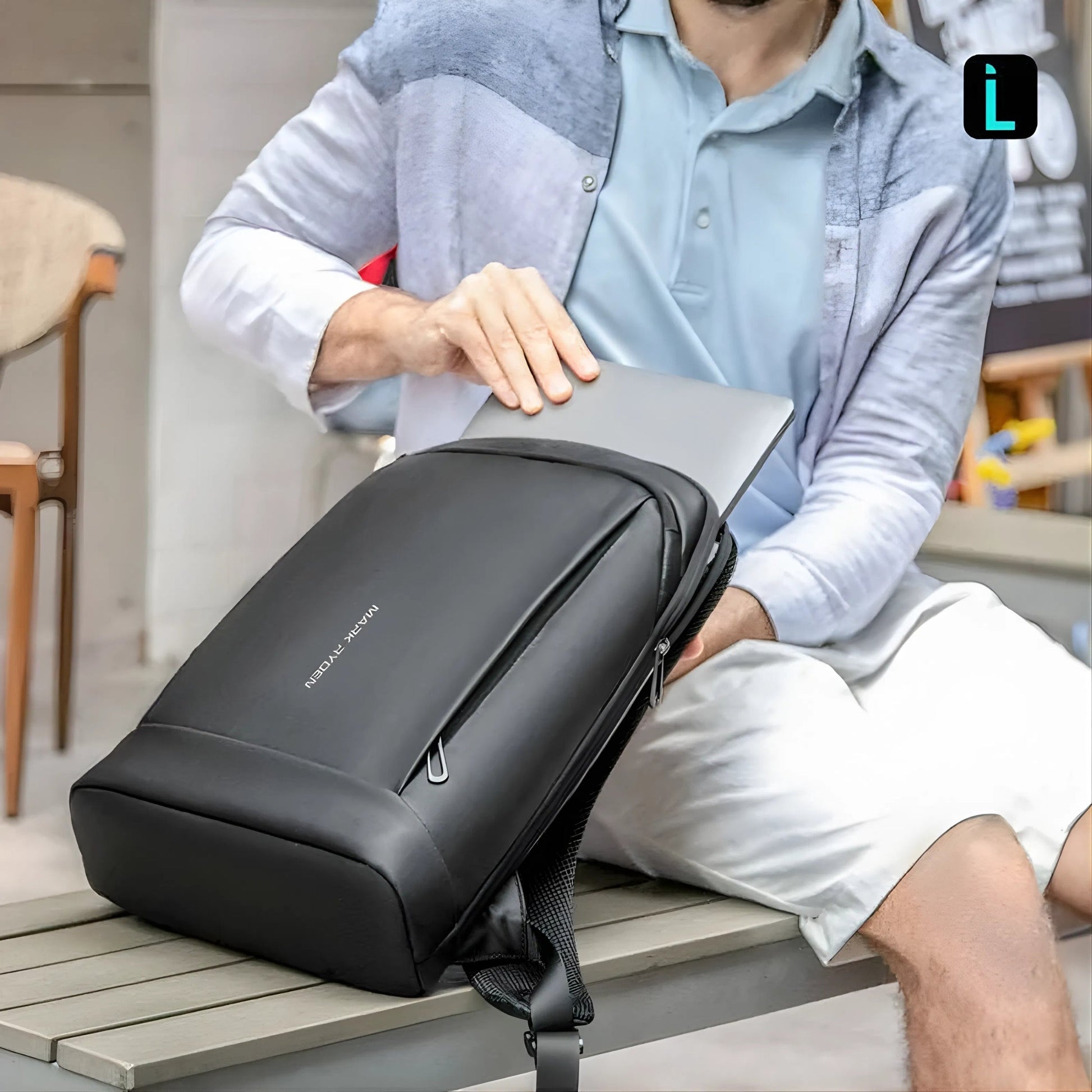 Backper Indus Anti-Theft Oxford Backpack — lifestyle shot