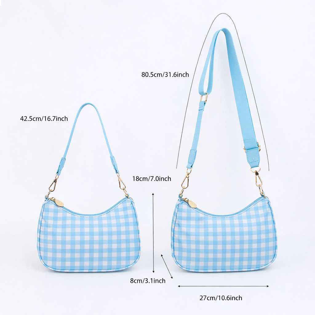 Backper Tucana Half-Moon Nylon Crossbody — Blue Plaid