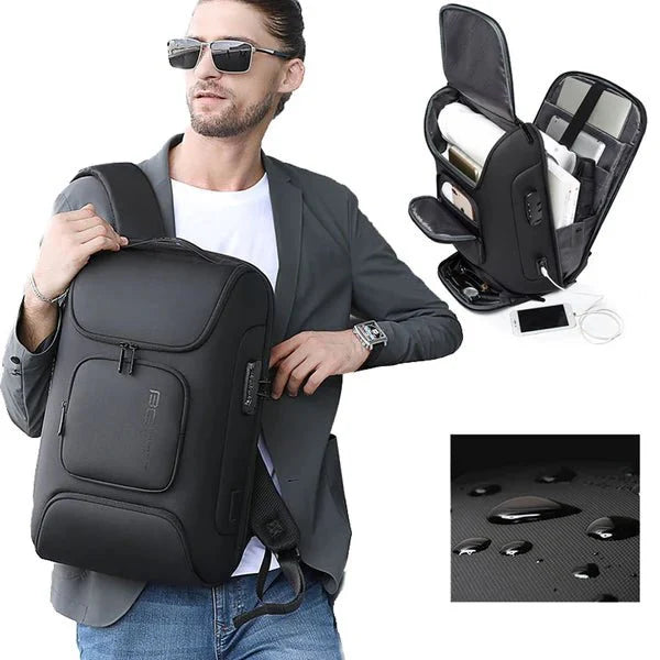 Backper Onyx Anti-Theft Nylon Backpack — open view