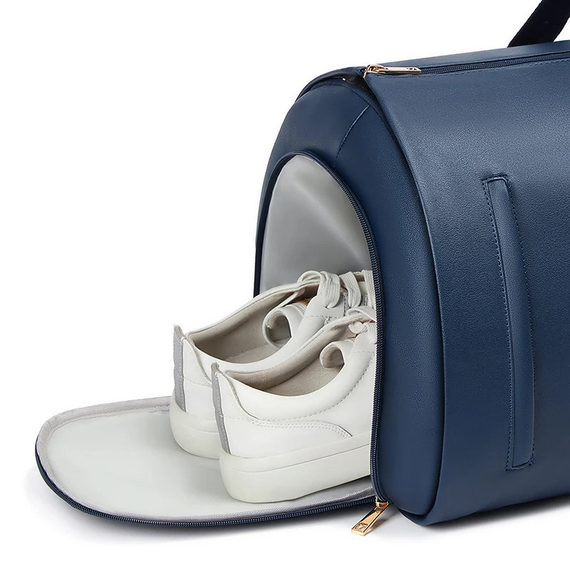 Mingao 209 PU Leather Gym Travel Duffle Bag with Shoe Compartment