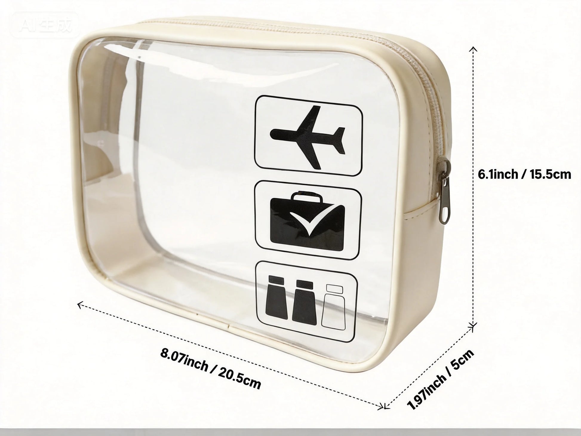 Backper Antlia Clear TSA Toiletry Bag — Camel