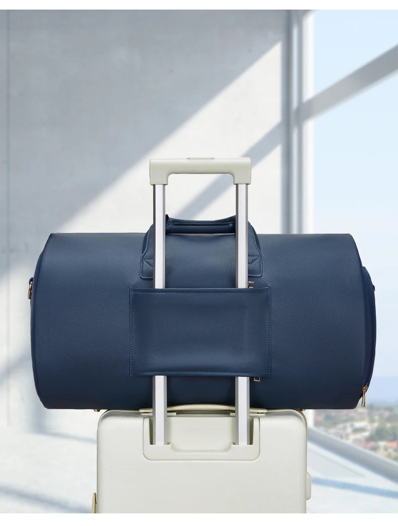Mingao 209 PU Leather Gym Travel Duffle Bag with Shoe Compartment