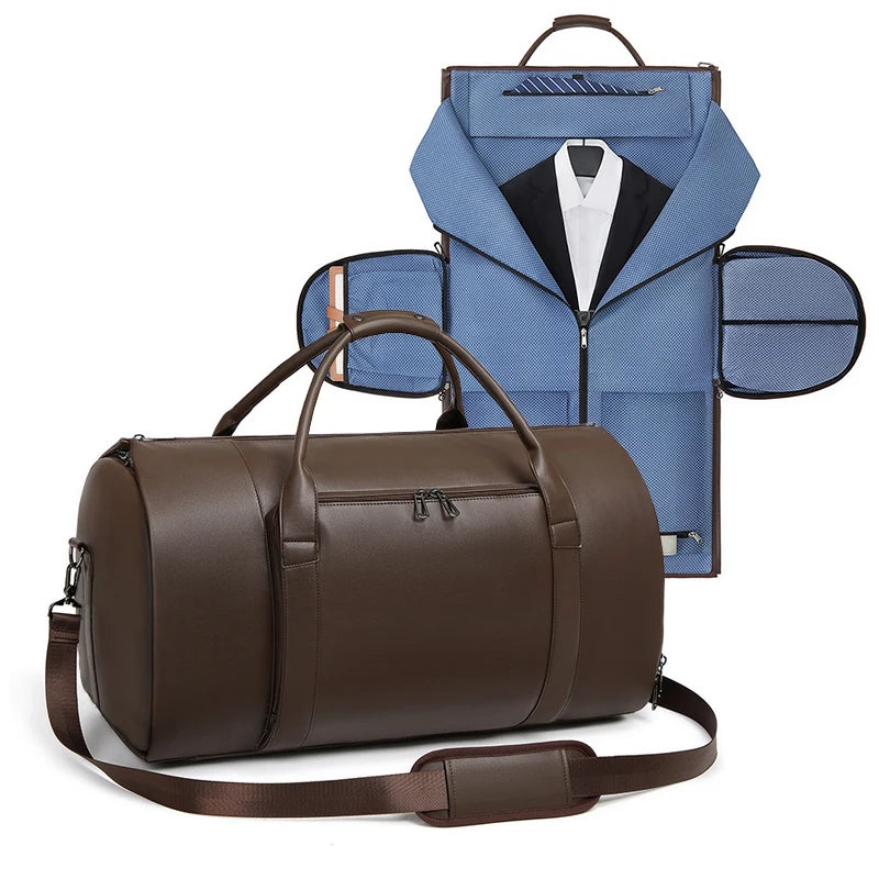 Mingao 2408 PU Leather Weekender Duffle Bag with Shoe Compartment