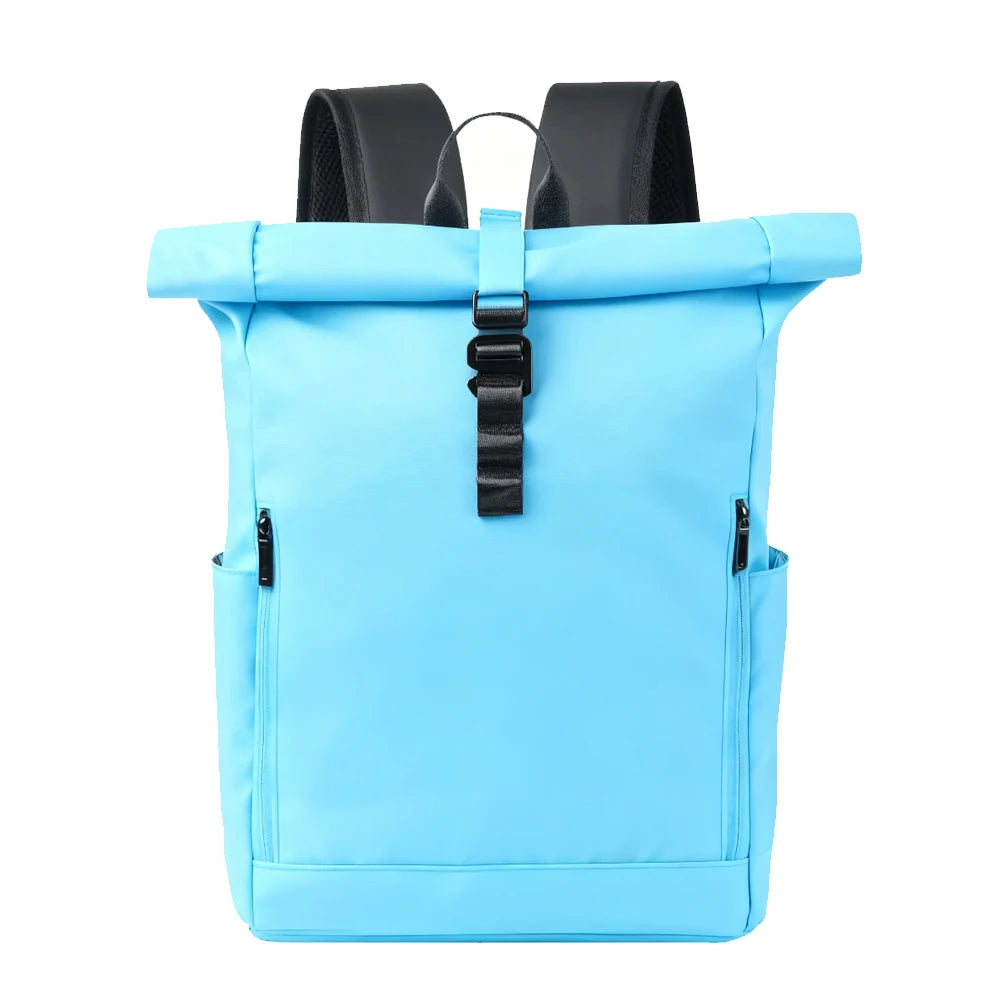 Backper Mira Roll-Top Laptop Backpack — Sky Blue
