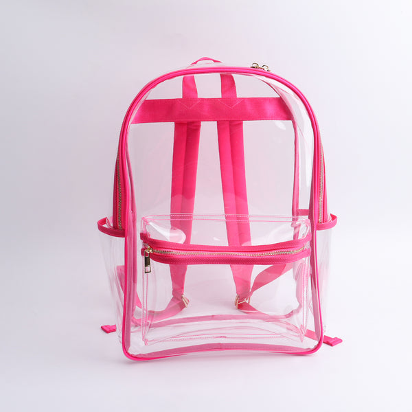Backper Perseus Clear PVC Stadium & School Backpack — Hot Pink