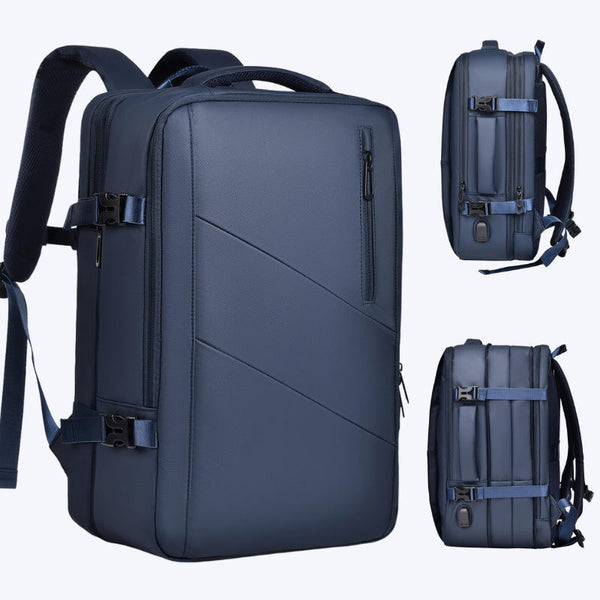 Euanthe SJ8039L expandable leather laptop backpack front view