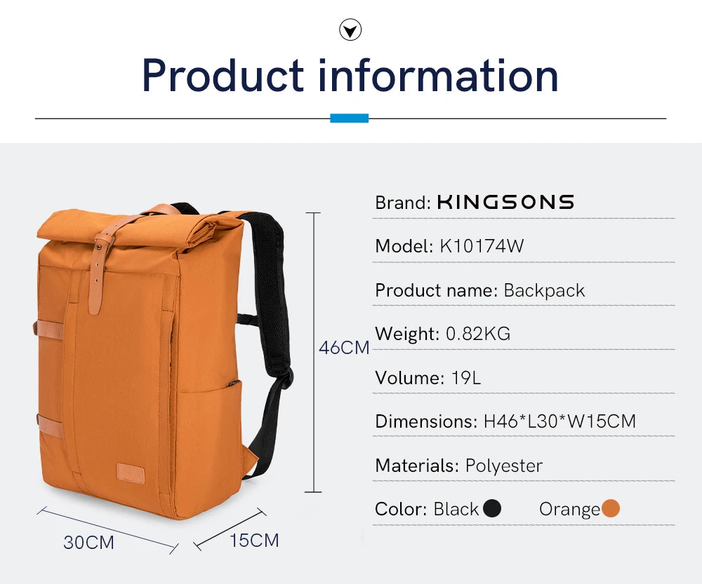 Kingsons 20L Anti-Theft Waterproof Business Backpack