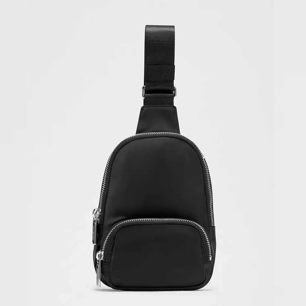 Backper Meissa Letter-Print Waist Bag — Black