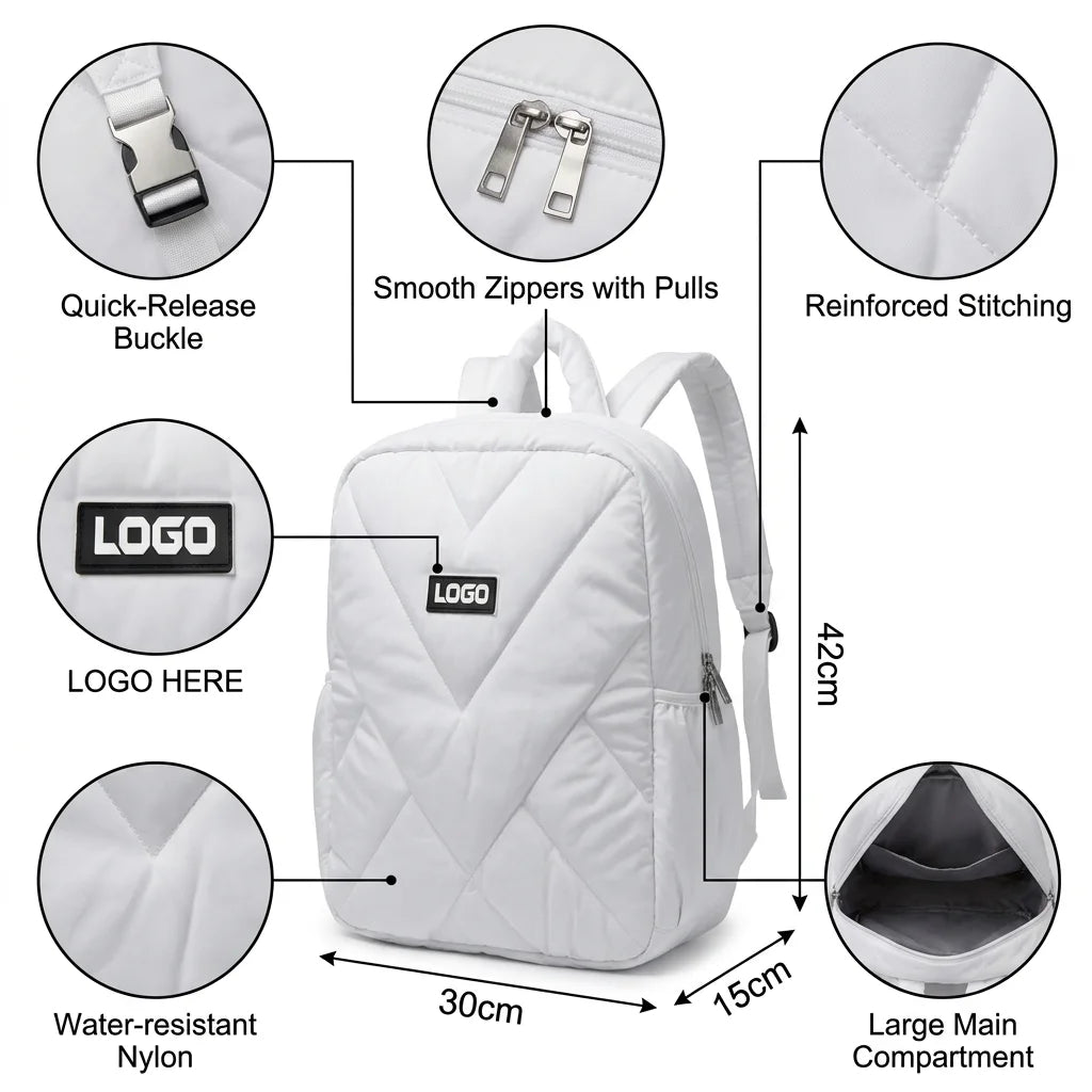 Backper Libra Puffer Backpack — angle view