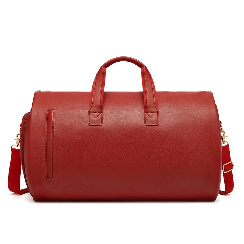 Mingao 209 PU Leather Gym Travel Duffle Bag with Shoe Compartment - Red