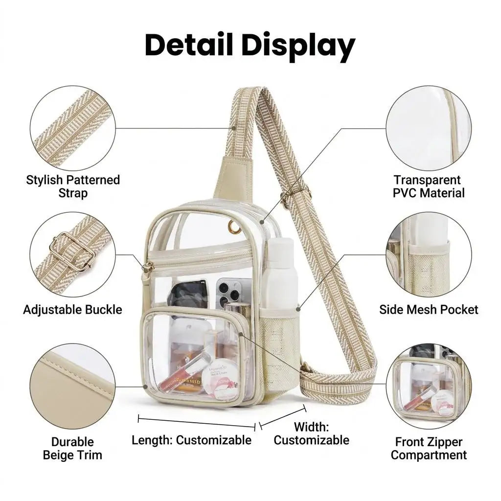 Backper Dorado Clear PVC Chest Bag — front view