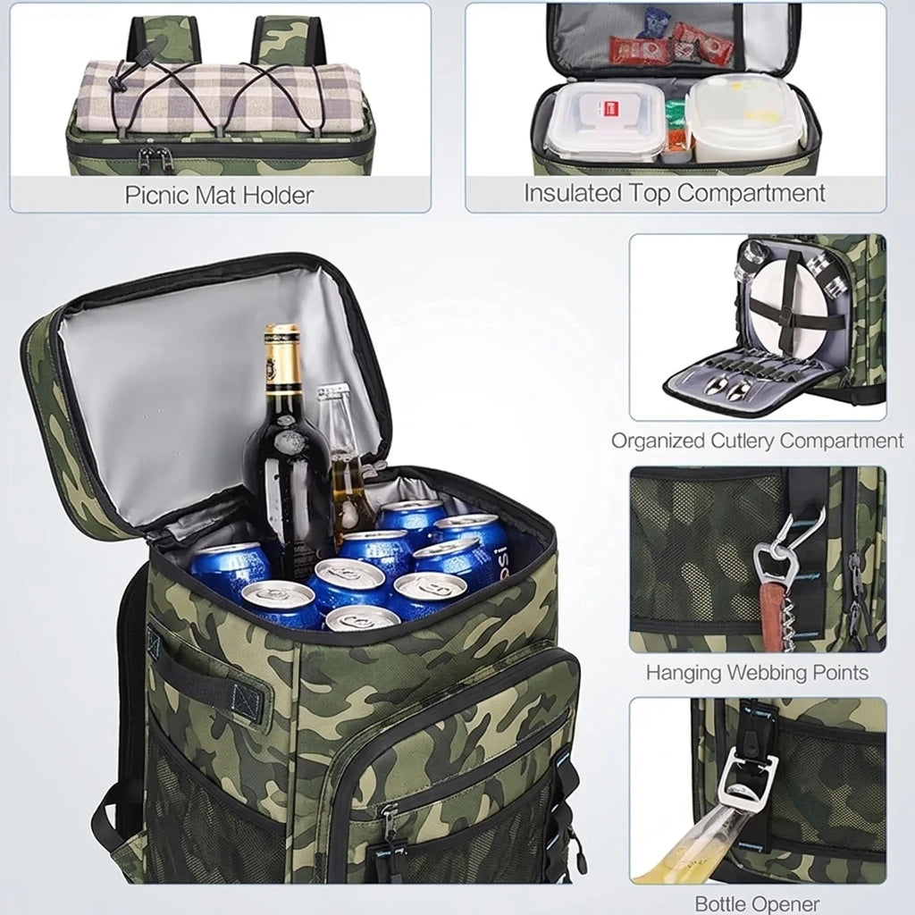 Keman KMA675-1 30L Camo Camping Cooler Backpack