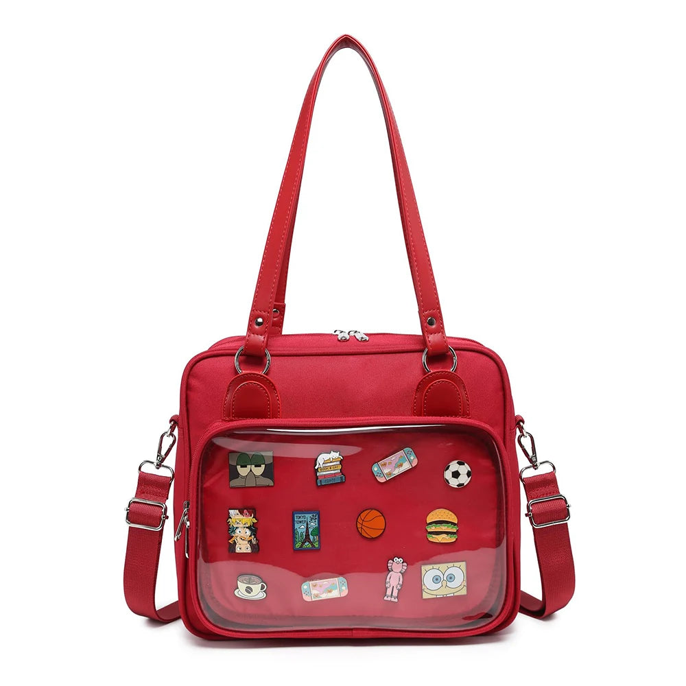 Backper Virgo Ita Badge Display Shoulder Bag — Red