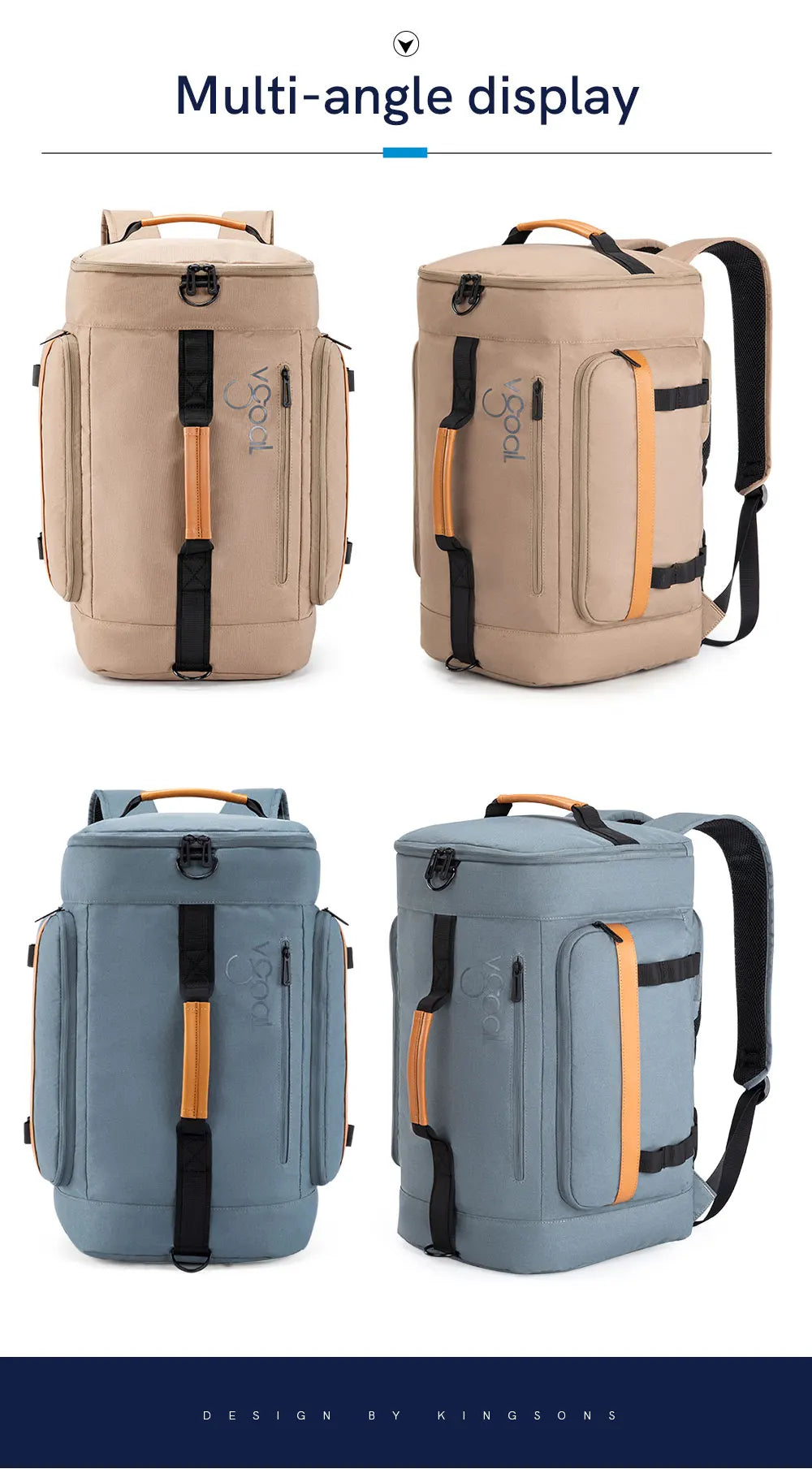 Kingsons Barrel-Shape Eco Outdoor Travel Backpack
