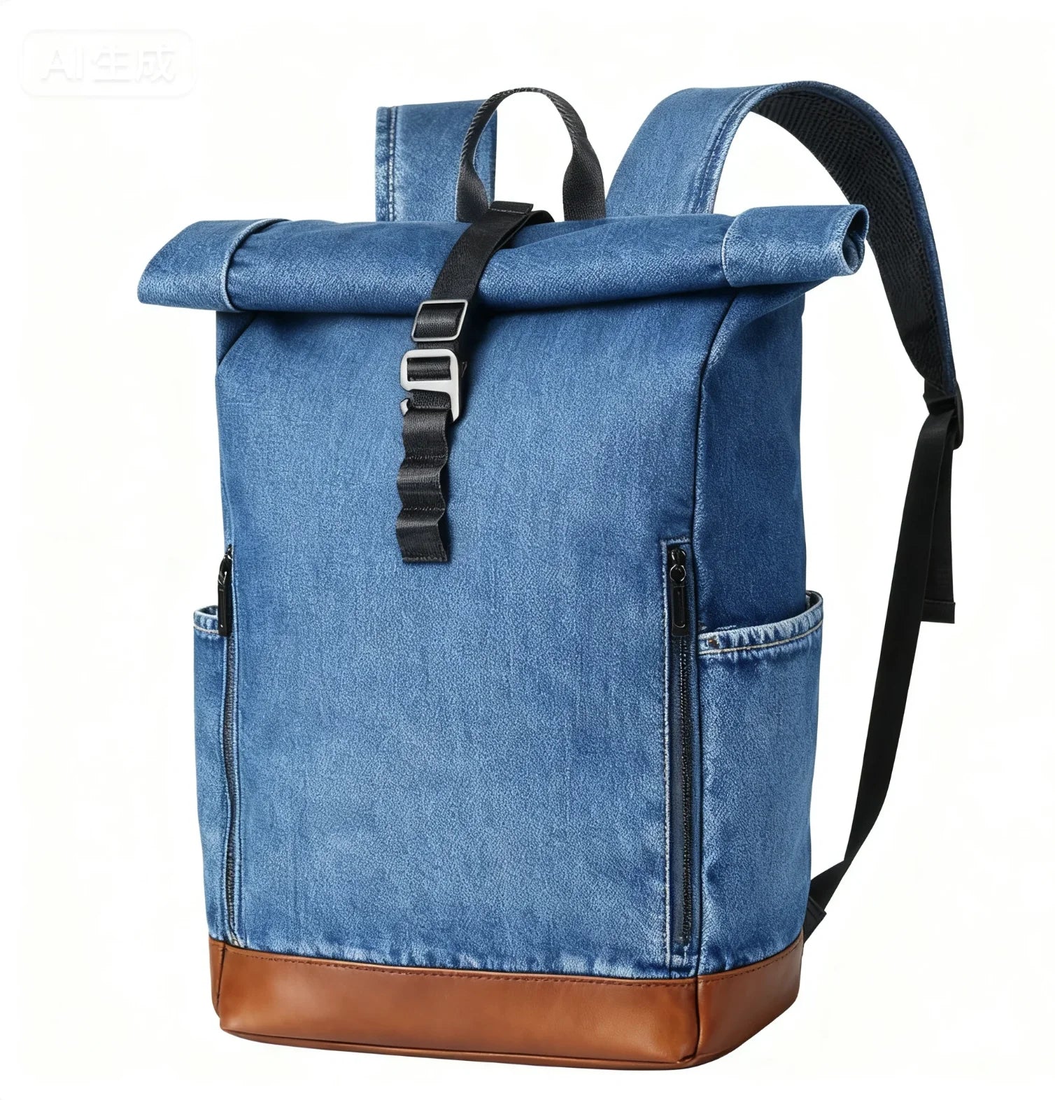 Backper Merope Roll-Top City Backpack — Denim