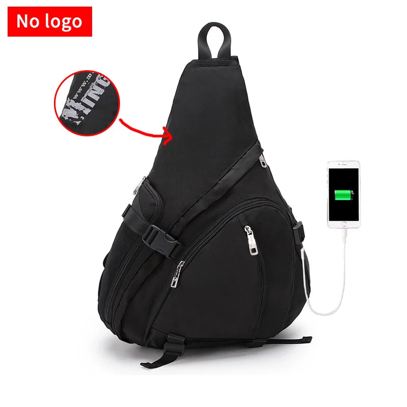 Mingao 177 Waterproof Triangle Crossbody Sling Bag - Black (No Logo)