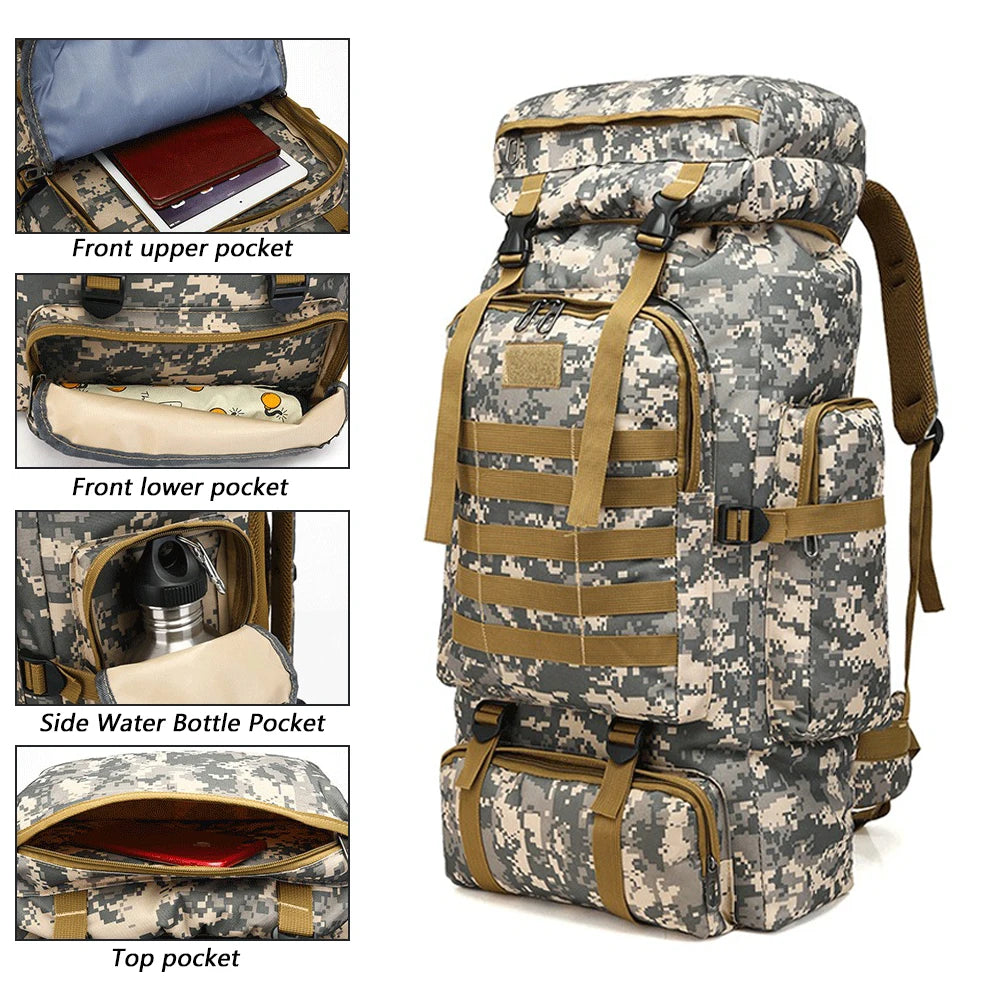 Hong BM-24M449 80L Waterproof Camouflage Tactical Backpack