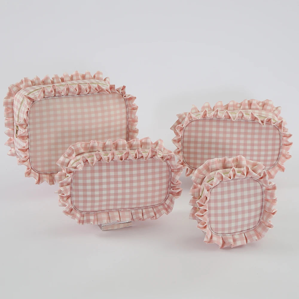 Backper Carina KMY-2542 gingham makeup bag detail
