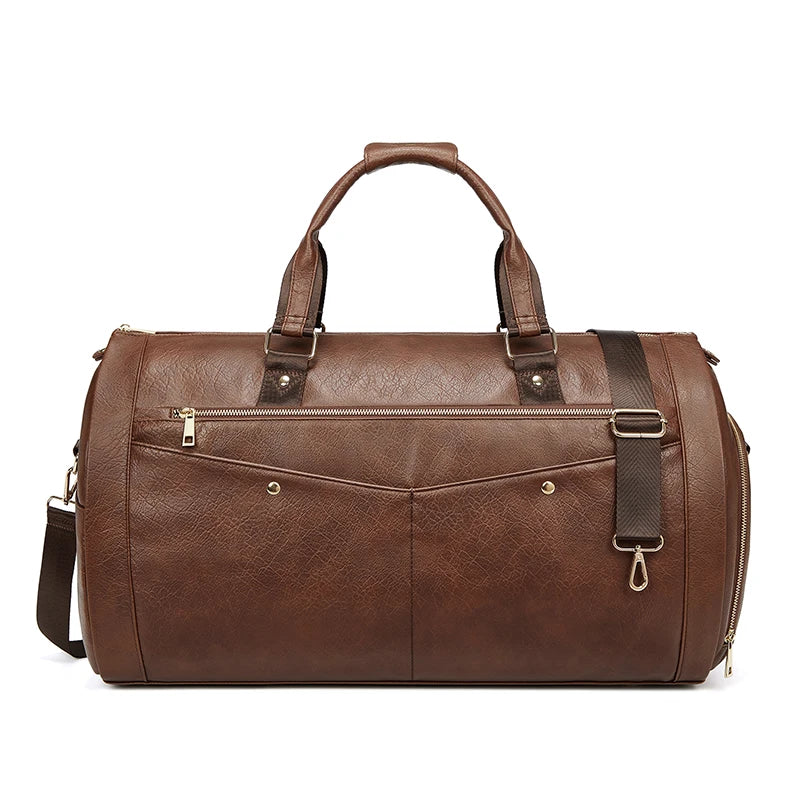 Mingao 233015 Luxury PU Leather Sneaker Garment Duffle Bag - Brown
