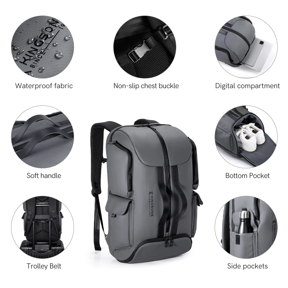 Kingsons waterproof travel backpack — interior compartment
