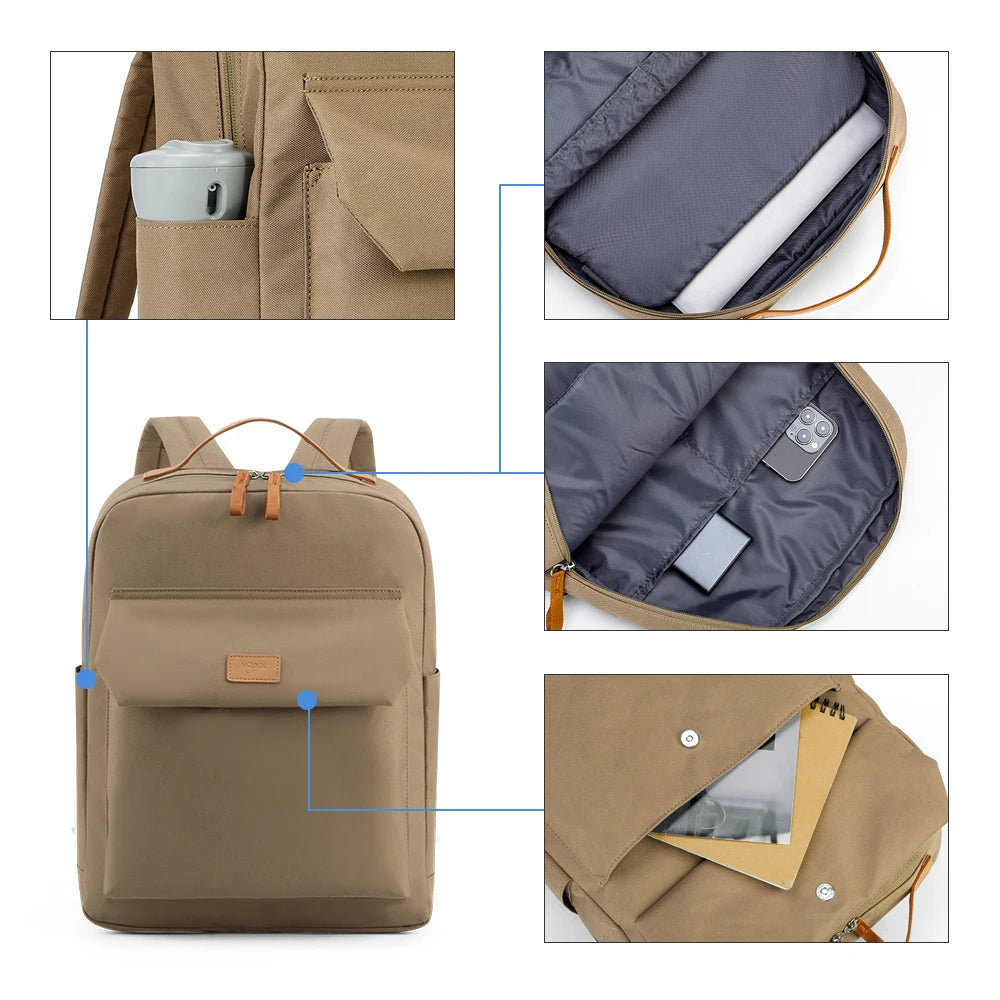 Kingsons women's waterproof school backpack — interior compartment