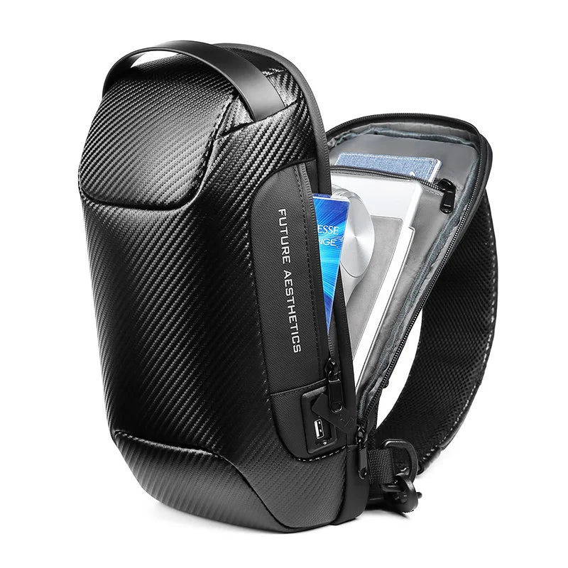 Mingao 22085-P Carbon Fiber Waterproof Crossbody Sling Bag