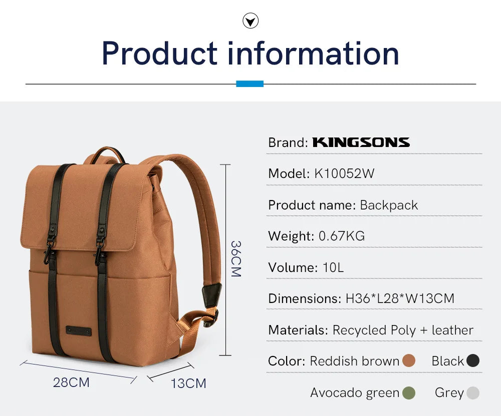 Kingsons K10052W Women's Waterproof Laptop Backpack