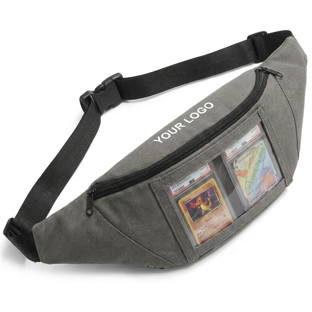 Backper Auriga Clear-Window Graded Card Display Bag — Grey