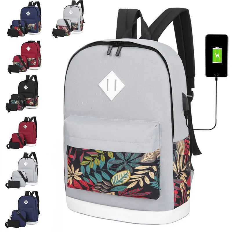 Cyllene SJ8020SCH 3-piece USB laptop backpack set