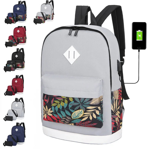 Cyllene SJ8020SCH 3-piece USB laptop backpack set