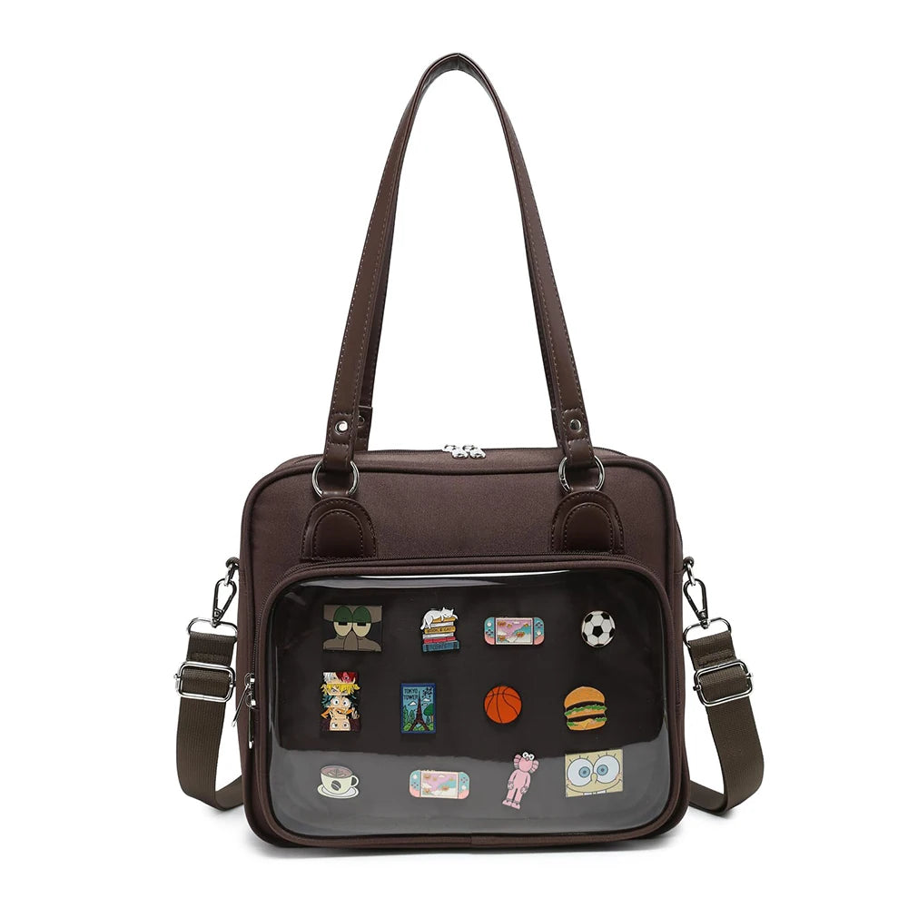 Backper Virgo Ita Badge Display Shoulder Bag — Coffee
