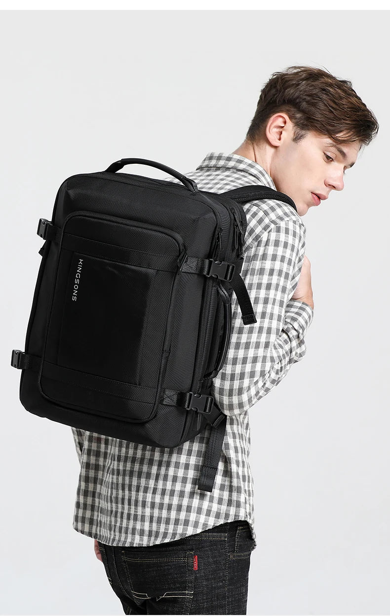 Kingsons KS3306W 17" Outdoor Air-Cushion Travel Backpack — USB Expandable Large-Capacity Laptop Bag