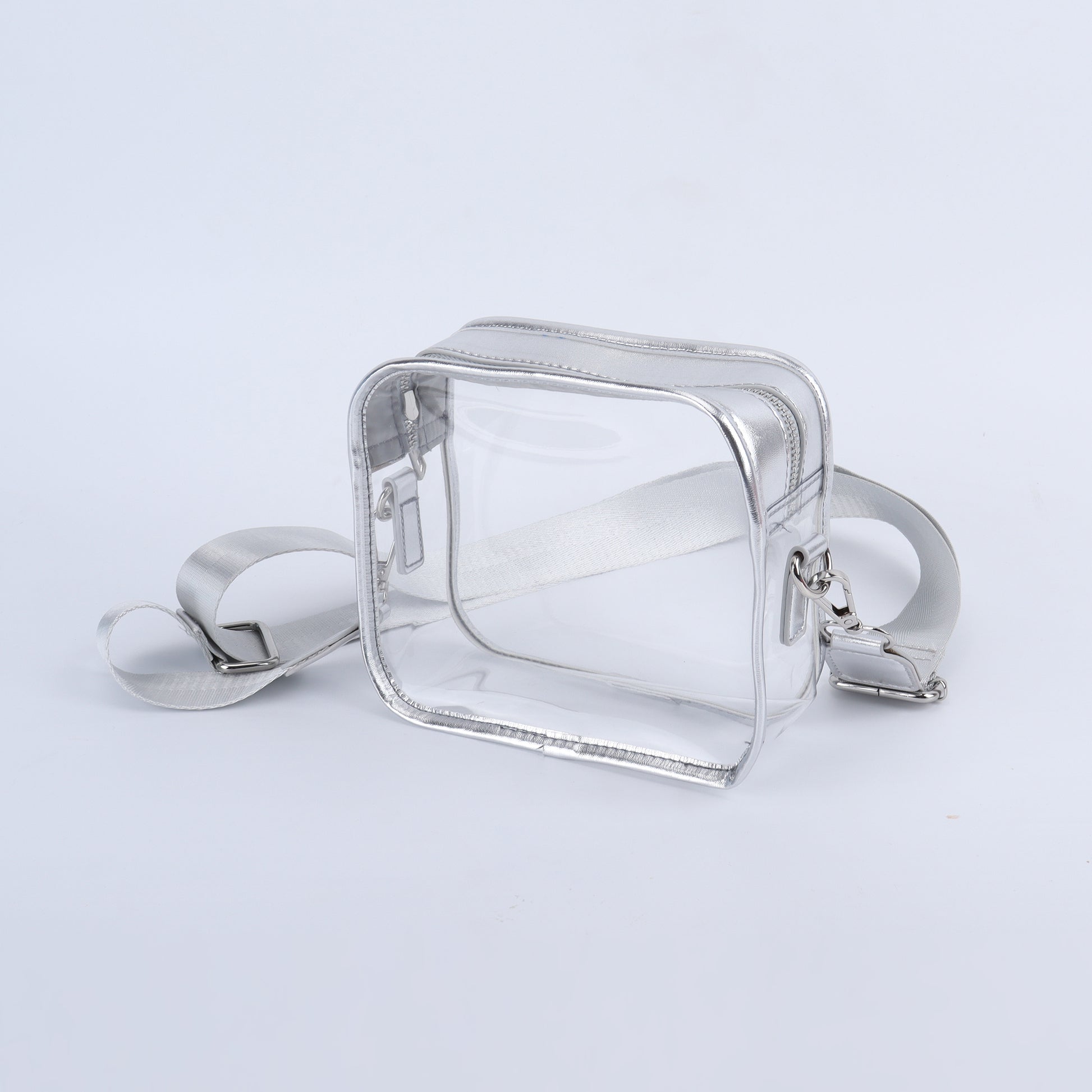 Backper Lyra Clear PVC Stadium Crossbody Sling — Silver