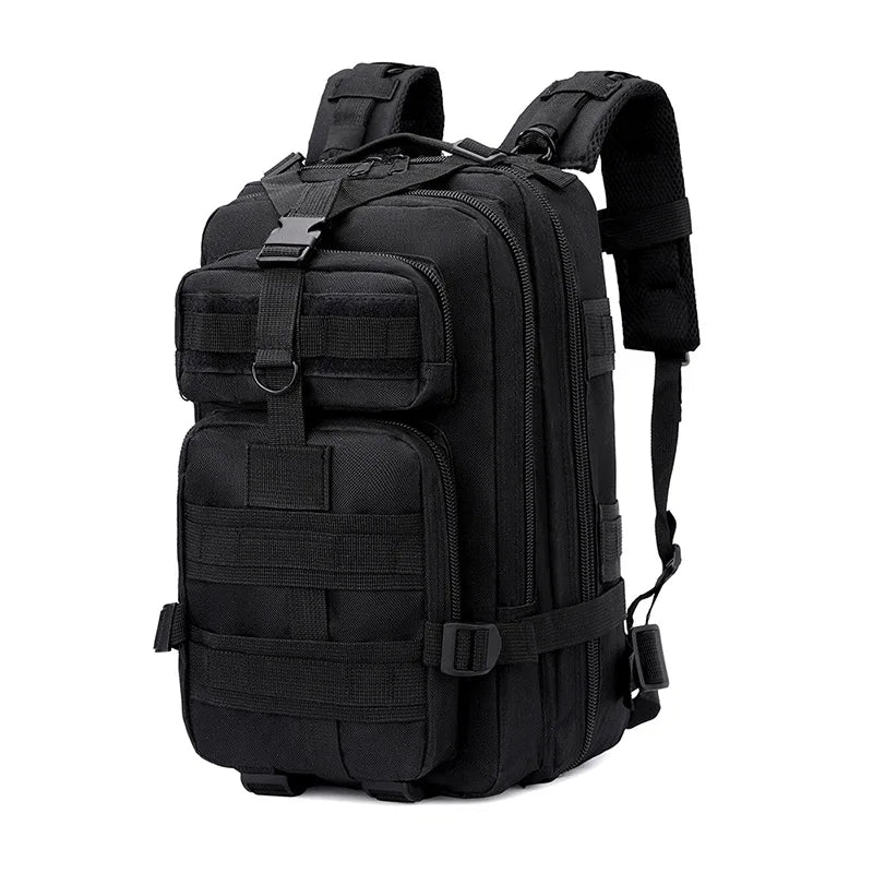 Tactical camouflage backpack side view