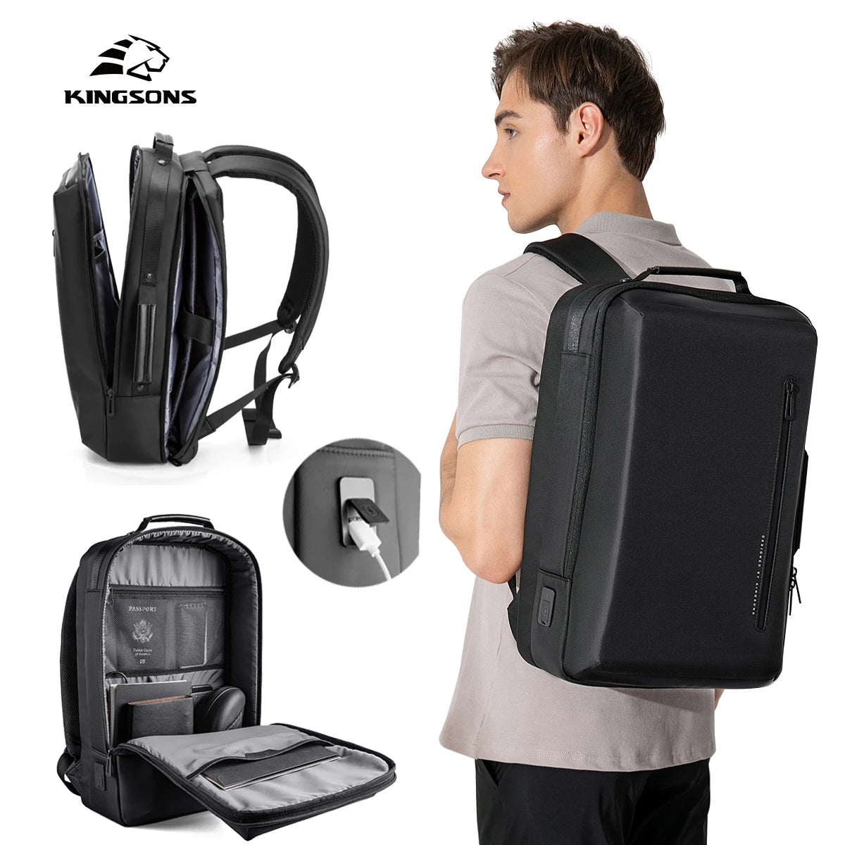 Kingsons USB charging travel backpack